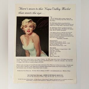 Marilyn Merlot Napa Valley – 16th Vintage Marilyn Monroe Wine Page Ephemera